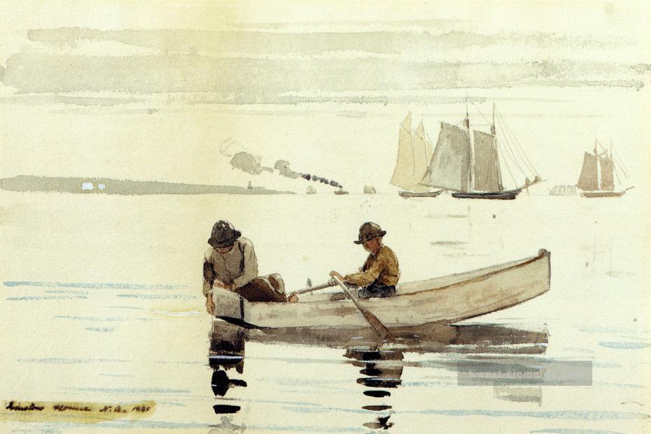 Jungen die Gloucester Hafen Winslow Homer Aquarelle fischen Ölgemälde